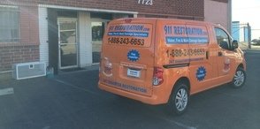 Mold and Water Damage Restoration Van Being Prepped